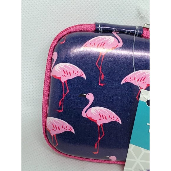 Blue Pink Pelican Graphics Zipper Inside Pouch Tech Earphone Earbuds Case - Picture 2 of 11
